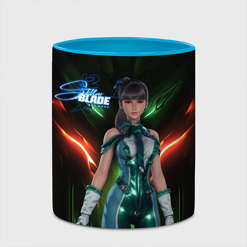 Кружка цветная Stellar Blade Eve в полный рост / 3D-Белый + небесно-голубой – фото 2