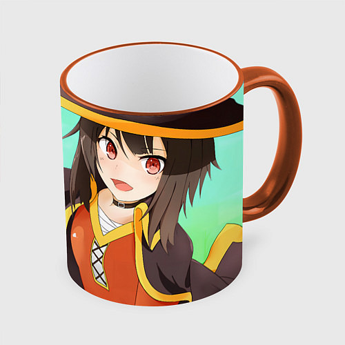 Кружка цветная Konosuba Мэгумин / 3D-Оранжевый кант – фото 1