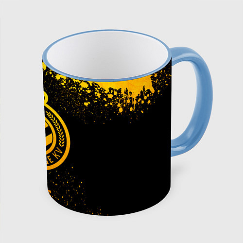 Кружка цветная Club Brugge - gold gradient / 3D-Небесно-голубой кант – фото 1