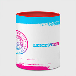 Кружка 3D Leicester City neon gradient style по-горизонтали, цвет: 3D-белый + красный — фото 2