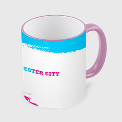 Кружка 3D Leicester City neon gradient style по-горизонтали, цвет: 3D-розовый кант