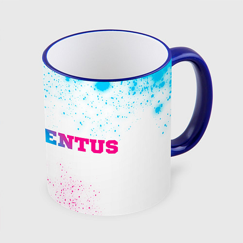 Кружка цветная Juventus neon gradient style по-горизонтали / 3D-Синий кант – фото 1