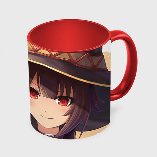Кружка цветная Konosuba Мэгумин cute / 3D-Белый + красный – фото 1