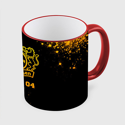 Кружка цветная Bayer 04 - gold gradient / 3D-Красный кант – фото 1