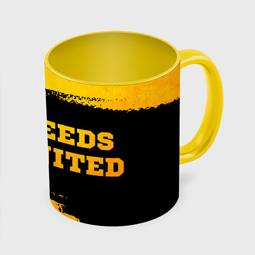 Кружка цветная Leeds United - gold gradient по-горизонтали / 3D-Белый + желтый – фото 1