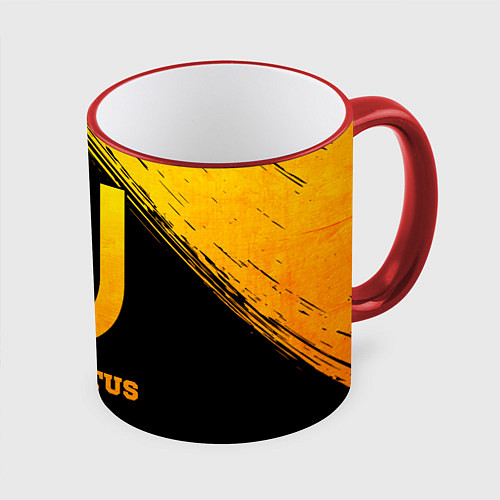 Кружка цветная Juventus - gold gradient / 3D-Красный кант – фото 1