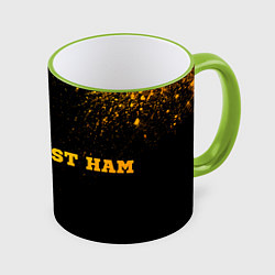 Кружка 3D West Ham - gold gradient по-горизонтали, цвет: 3D-светло-зеленый кант
