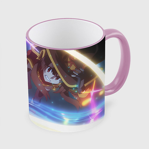 Кружка цветная Konosuba Мэгумин cute / 3D-Розовый кант – фото 1