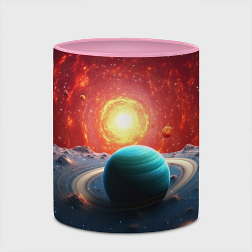 Кружка цветная Космос и разные планеты / 3D-Белый + розовый – фото 2
