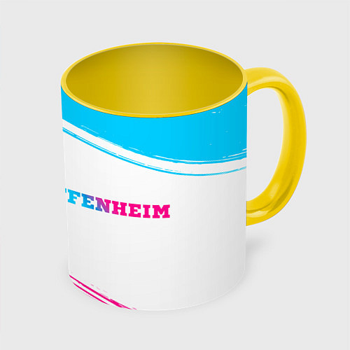 Кружка цветная Hoffenheim neon gradient style по-горизонтали / 3D-Белый + желтый – фото 1