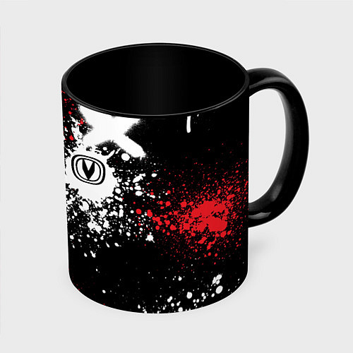 Кружка цветная Логотип Чанган на фоне брызг красок / 3D-Белый + черный – фото 1