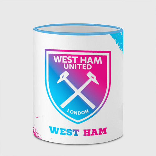 Кружка цветная West Ham neon gradient style / 3D-Небесно-голубой кант – фото 2