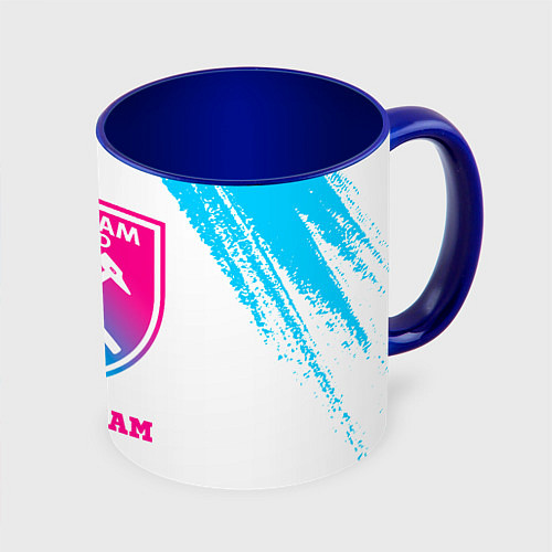 Кружка цветная West Ham neon gradient style / 3D-Белый + синий – фото 1