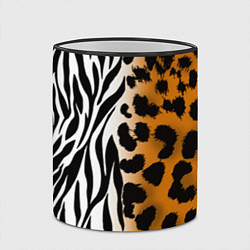 Кружка 3D Леопардовые пятна с полосками зебры, цвет: 3D-черный кант — фото 2