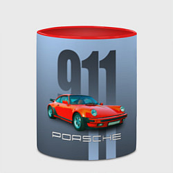 Кружка 3D Винтажный автомобиль Porsche 911 Carrera, цвет: 3D-белый + красный — фото 2