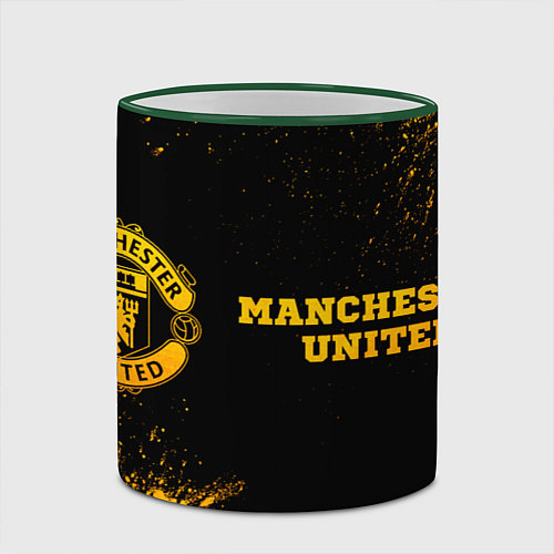 Кружка цветная Manchester United - gold gradient по-горизонтали / 3D-Зеленый кант – фото 2