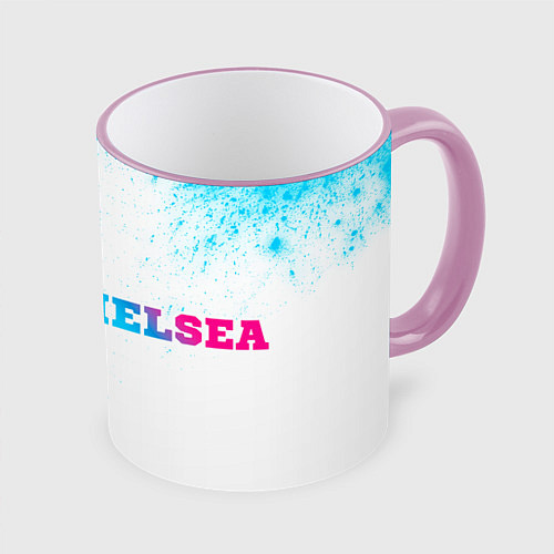 Кружка цветная Chelsea neon gradient style по-горизонтали / 3D-Розовый кант – фото 1