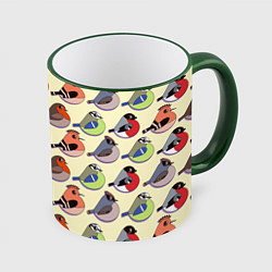 Кружка 3D Веселые птички, цвет: 3D-зеленый кант