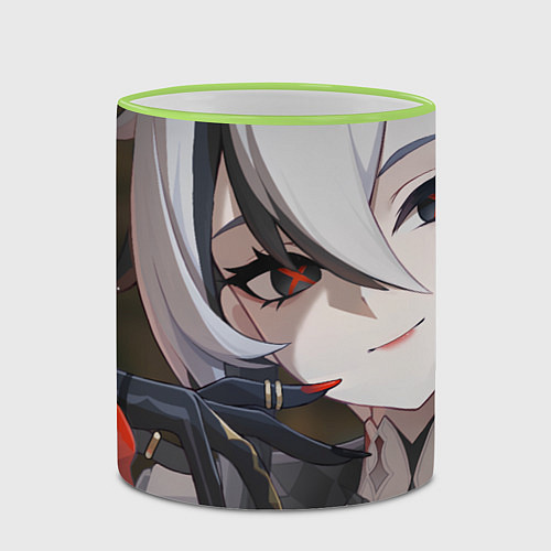 Кружка цветная Genshin Impact Арлекино draw / 3D-Светло-зеленый кант – фото 2
