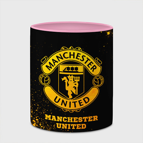 Кружка цветная Manchester United - gold gradient / 3D-Белый + розовый – фото 2