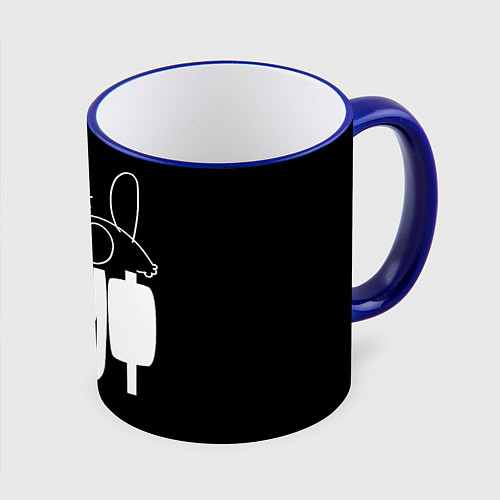 Кружка цветная Скуф - ленивый кот / 3D-Синий кант – фото 1