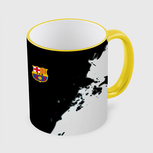 Кружка цветная Barcelona fc краски спорт / 3D-Желтый кант – фото 1