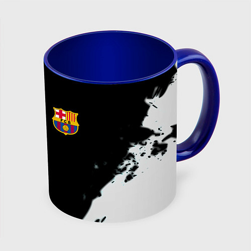 Кружка цветная Barcelona fc краски спорт / 3D-Белый + синий – фото 1