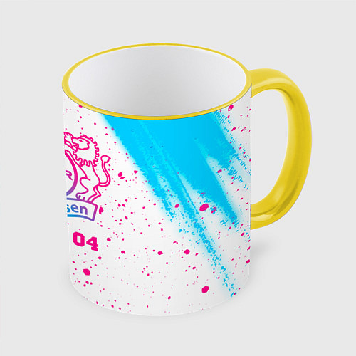 Кружка цветная Bayer 04 neon gradient style / 3D-Желтый кант – фото 1