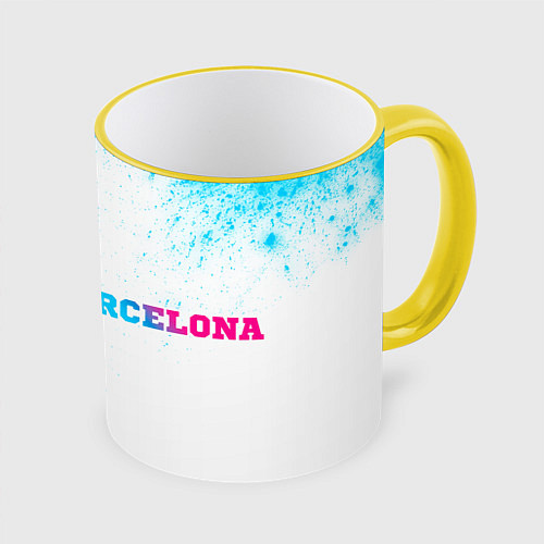 Кружка цветная Barcelona neon gradient style по-горизонтали / 3D-Желтый кант – фото 1