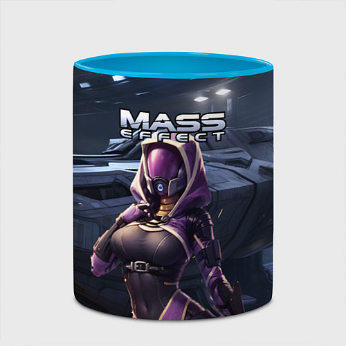 Кружка цветная Mass Effect ТалиЗора и космический корабль / 3D-Белый + небесно-голубой – фото 2