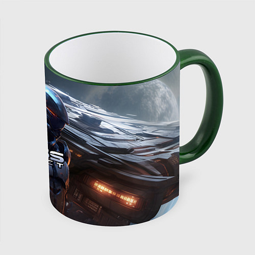 Кружка цветная Mass Effect game space / 3D-Зеленый кант – фото 1