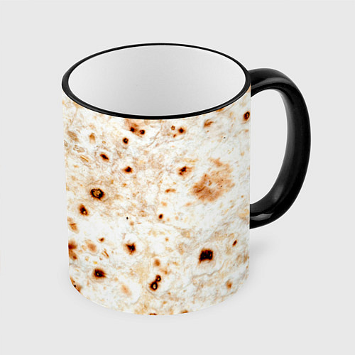 Кружка цветная Текстура светлого лаваша / 3D-Черный кант – фото 1