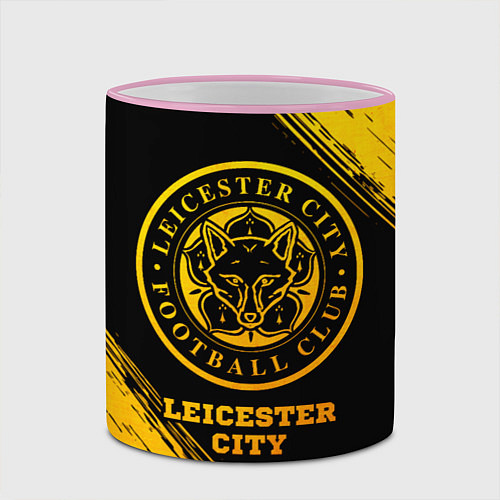 Кружка цветная Leicester City - gold gradient / 3D-Розовый кант – фото 2