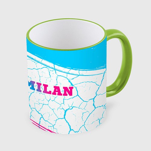 Кружка цветная AC Milan neon gradient style по-горизонтали / 3D-Светло-зеленый кант – фото 1