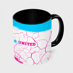 Кружка 3D Leeds United neon gradient style по-горизонтали, цвет: 3D-белый + черный