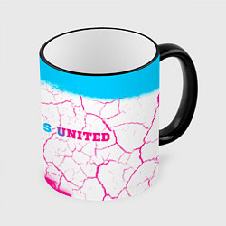 Кружка 3D Leeds United neon gradient style по-горизонтали, цвет: 3D-черный кант