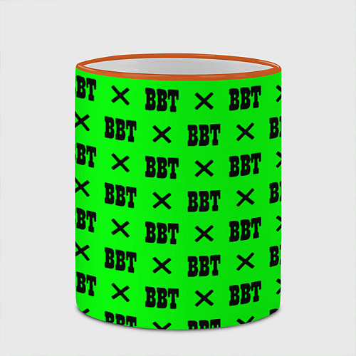 Кружка цветная BBT logo green steel / 3D-Оранжевый кант – фото 2