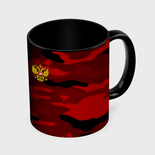 Кружка цветная Герб РФ камуфляжная тексткура / 3D-Белый + черный – фото 1