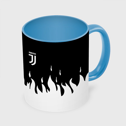 Кружка цветная Juventus fire / 3D-Белый + небесно-голубой – фото 1