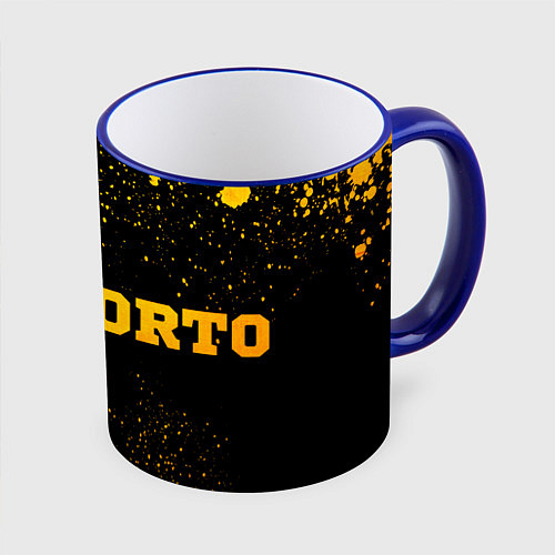 Кружка цветная Porto - gold gradient по-горизонтали / 3D-Синий кант – фото 1