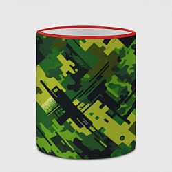 Кружка 3D Camouflage - pattern ai art, цвет: 3D-красный кант — фото 2