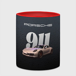 Кружка 3D Спортивный автомобиль Porsche 911, цвет: 3D-белый + красный — фото 2