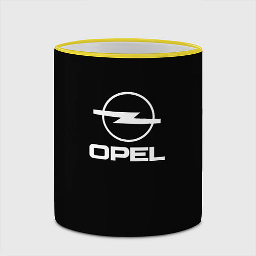 Кружка цветная Opel logo white / 3D-Желтый кант – фото 2