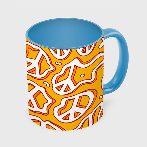 Кружка цветная Pattern peace / 3D-Белый + небесно-голубой – фото 1