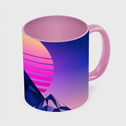 Кружка цветная Vaporwave неоновые горы