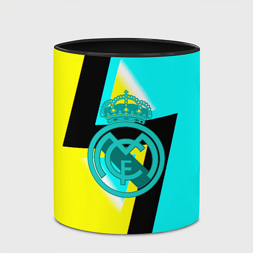 Кружка цветная Real madrid fc geometry / 3D-Белый + черный – фото 2