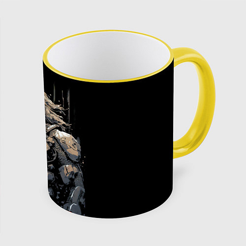 Кружка цветная Venom Snake Metal gear game / 3D-Желтый кант – фото 1