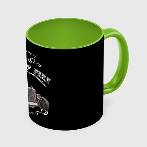 Кружка цветная Хотрод Wheels of fire / 3D-Белый + светло-зеленый – фото 1