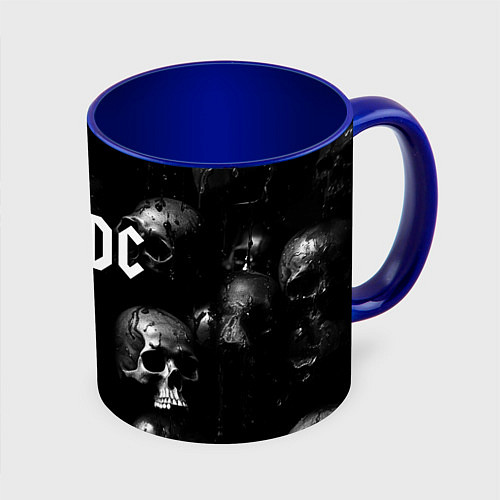 Кружка цветная AC DC - черные черепа / 3D-Белый + синий – фото 1
