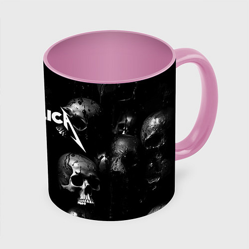 Кружка цветная Metallica - logo rock group / 3D-Белый + розовый – фото 1